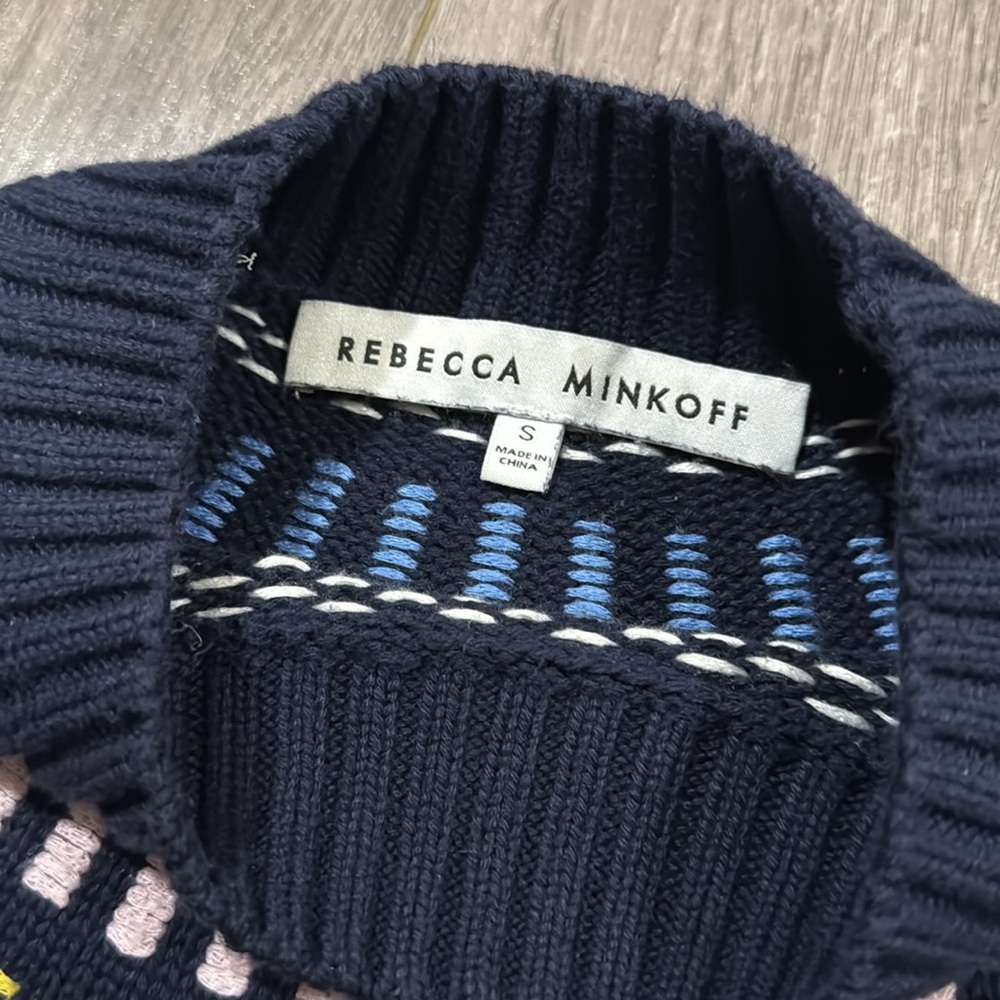 Rebecca Minkoff Raja Fair Isle Mock Neck Sweater S - Picture 4 of 5